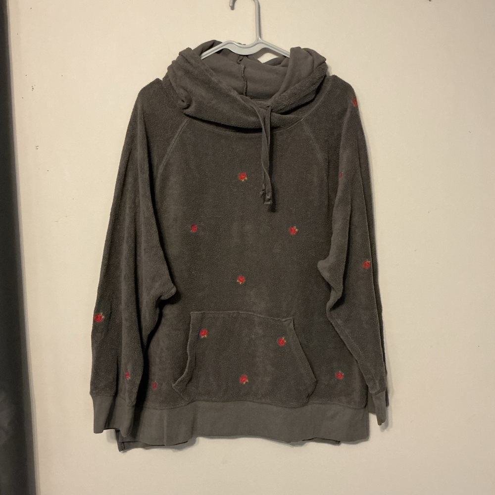PINK Victoria's Secret Gray W/ Roses Hoodie